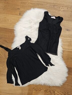 Vintage Black Women's Layered Knit Tank & Long Sleeve Top Set